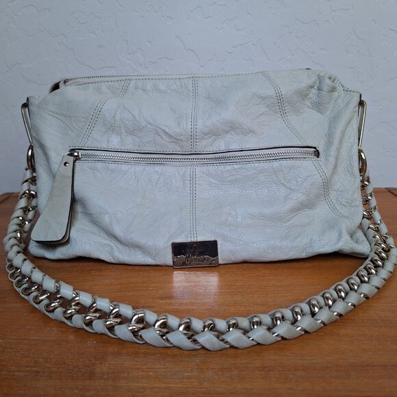 Guess Leather Hobo Slouchy Studded Ruched Metal Chain Bold Edgy Y2K - Picture 6 of 16